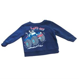 Garanimals Blue Baby Sweatshirt With Monster Truck Design Size 6-9 Months.
